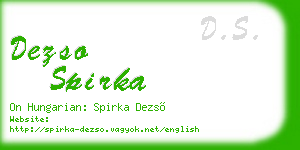 dezso spirka business card